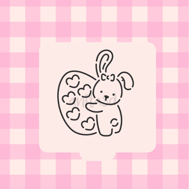 stencil conejita huevo corazones 