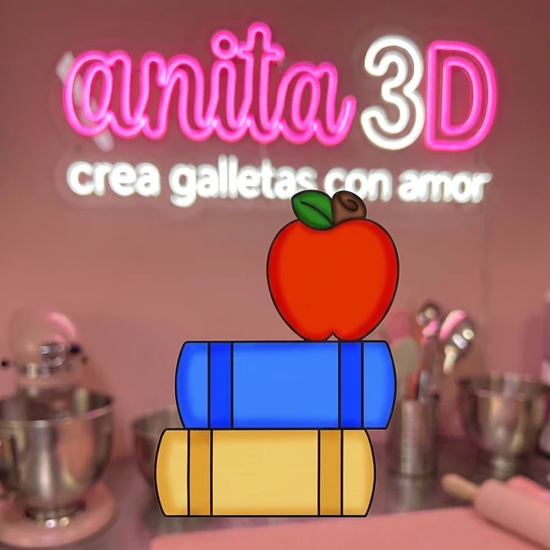 libros y manzana  