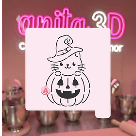 Stencil gatito en calabaza