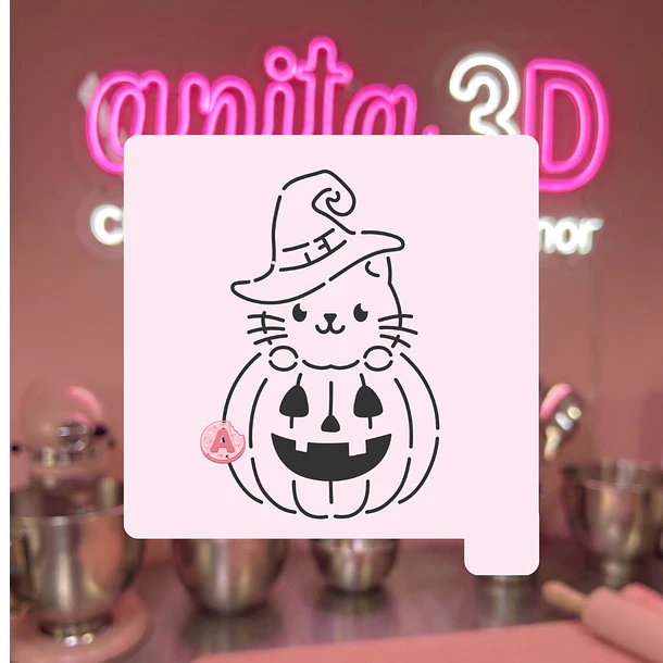 Stencil gatito en calabaza 