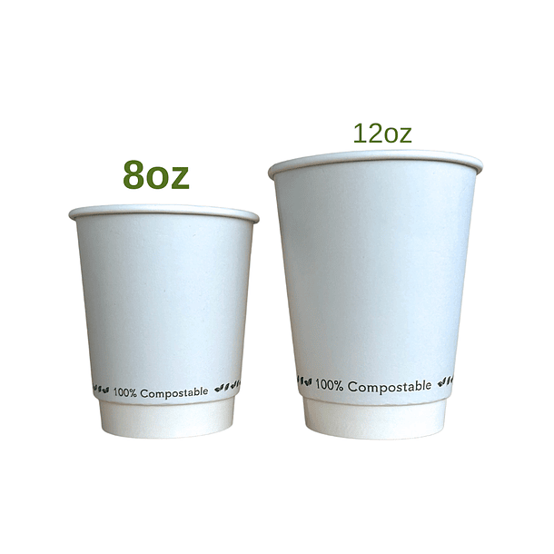 Vasos de papel Compostables Blancos 8oz- Doble capa 3