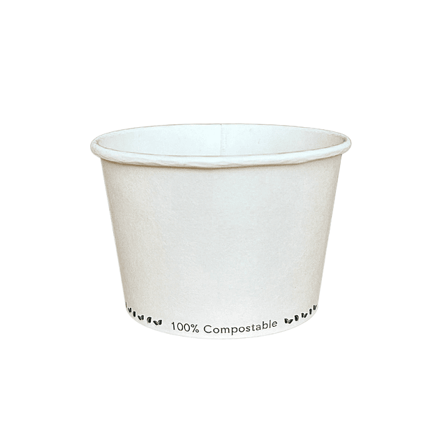 Pote helado 8oz Blanco Compostable