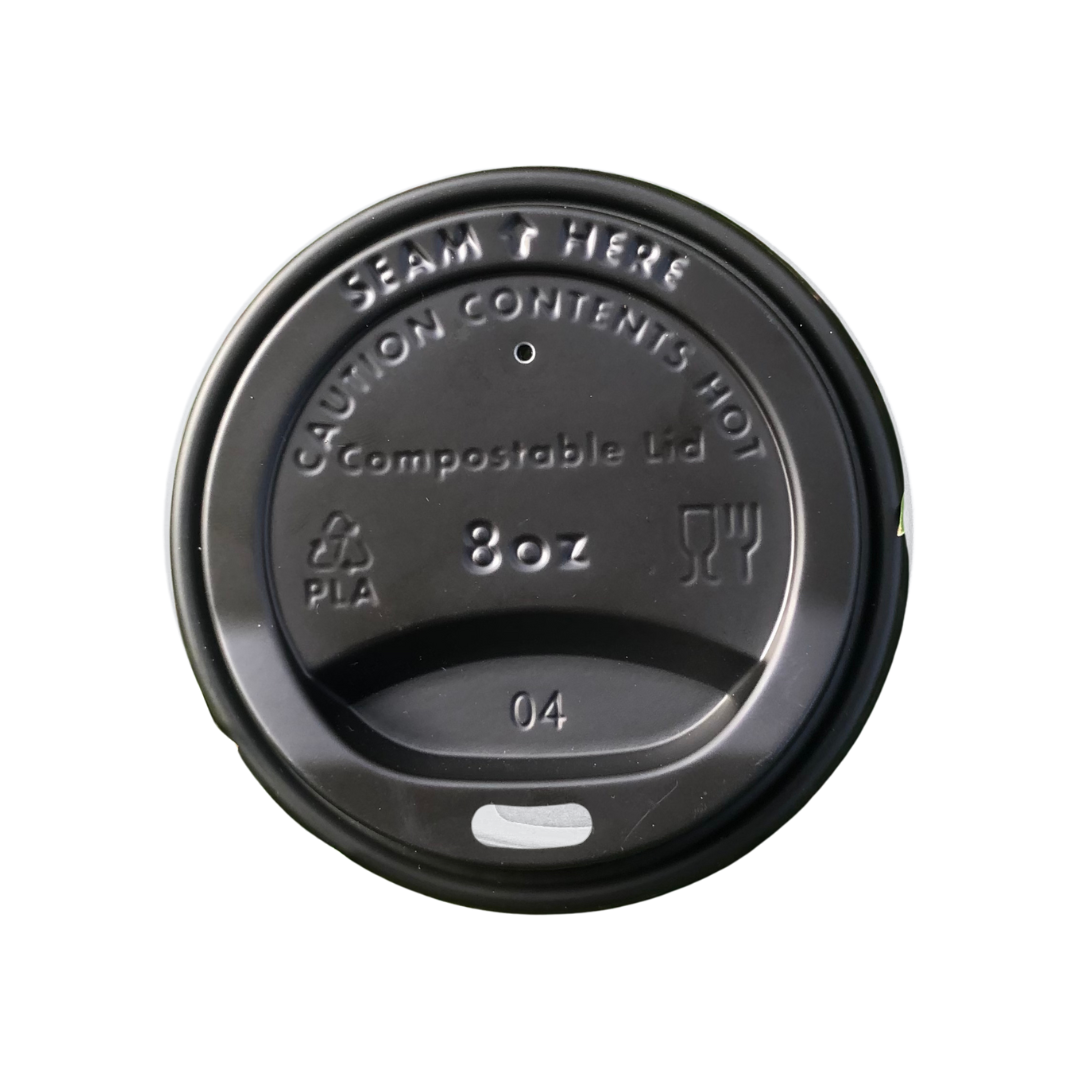 Tapas CPLA Negro 80mm (Vasos de papel 8oz) 1