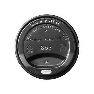 Tapas CPLA Negro 80mm (Vasos de papel 8oz)