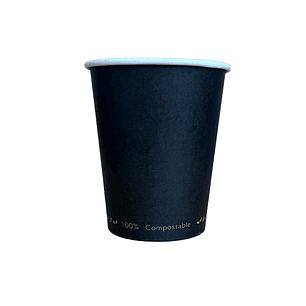Vasos de papel compostables NEGROS 8oz- 1 capa