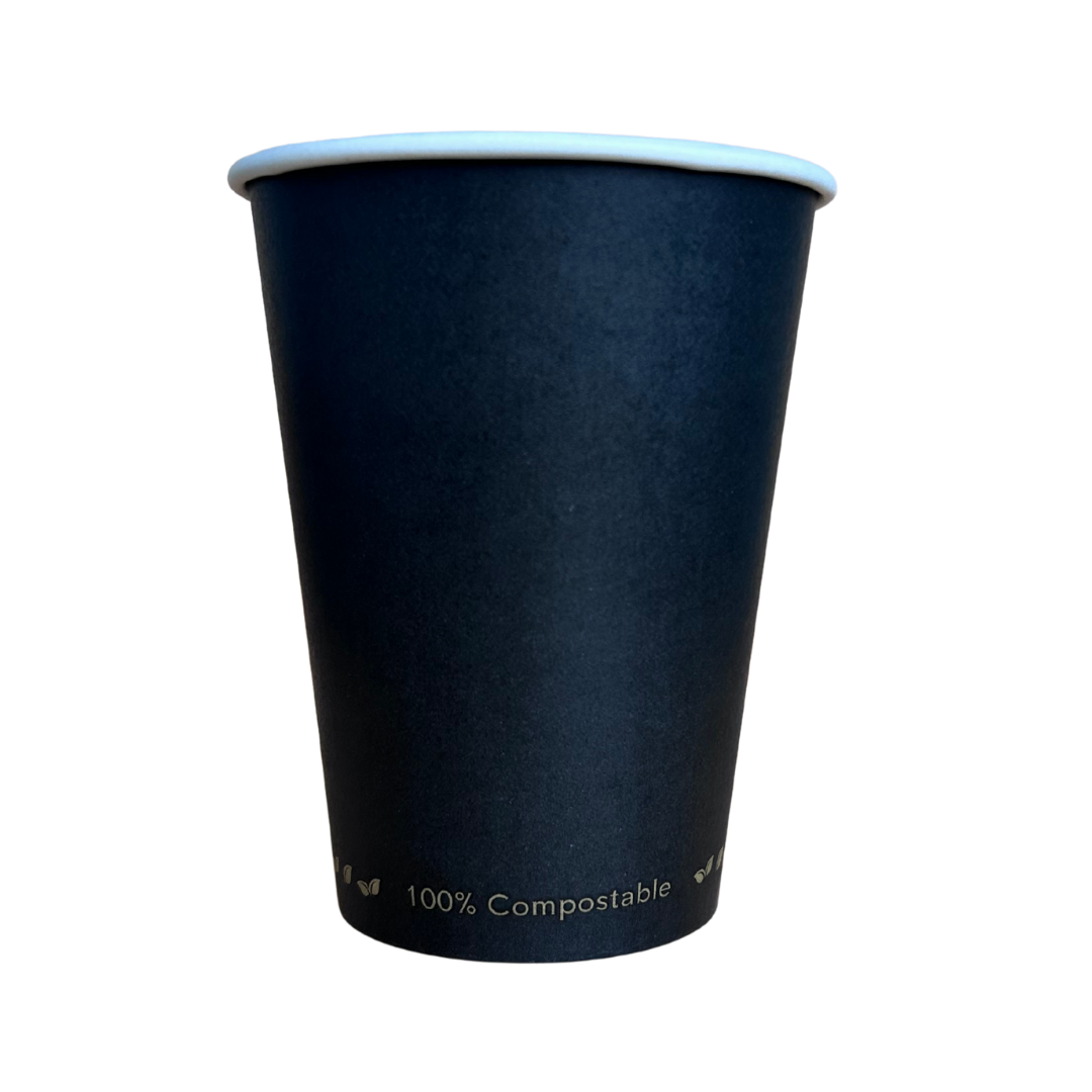 Vasos de papel Compostables NEGROS 12oz- 1 capa 1