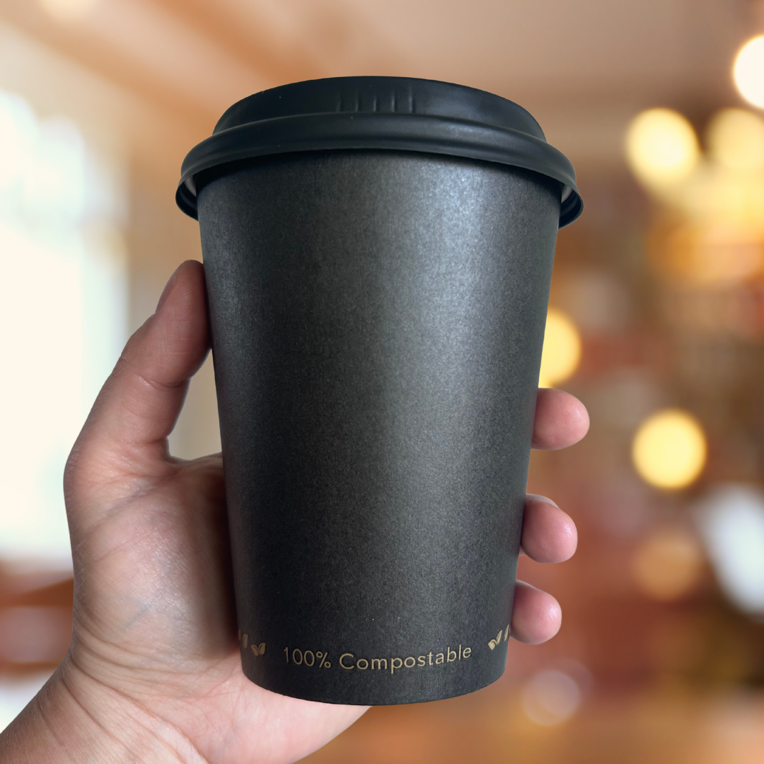 Vasos de papel Compostables NEGROS 12oz- 1 capa 2