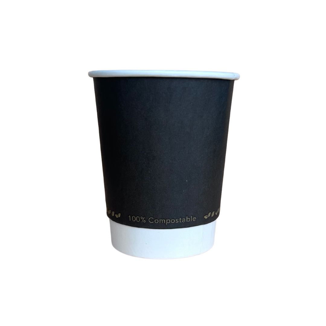Vasos de papel Compostables NEGROS 8oz- Doble capa 1