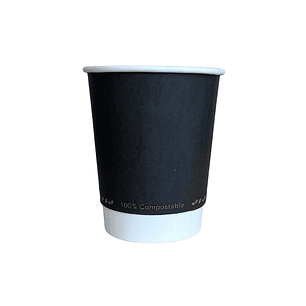 Vasos de papel Compostables NEGROS 8oz- Doble capa