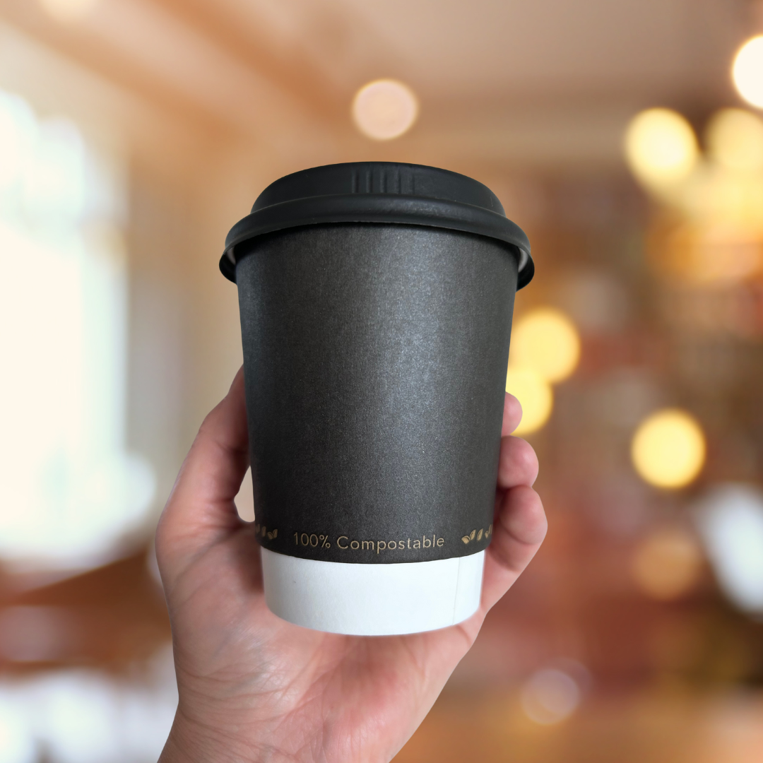 Vasos de papel Compostables NEGROS 8oz- Doble capa 2