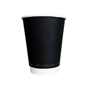 Vasos de papel Compostables NEGROS 12oz- Doble capa