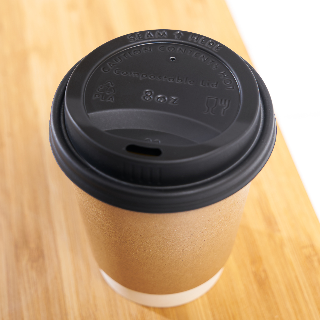 Tapas CPLA Negro 80mm (Vasos de papel 8oz) 2