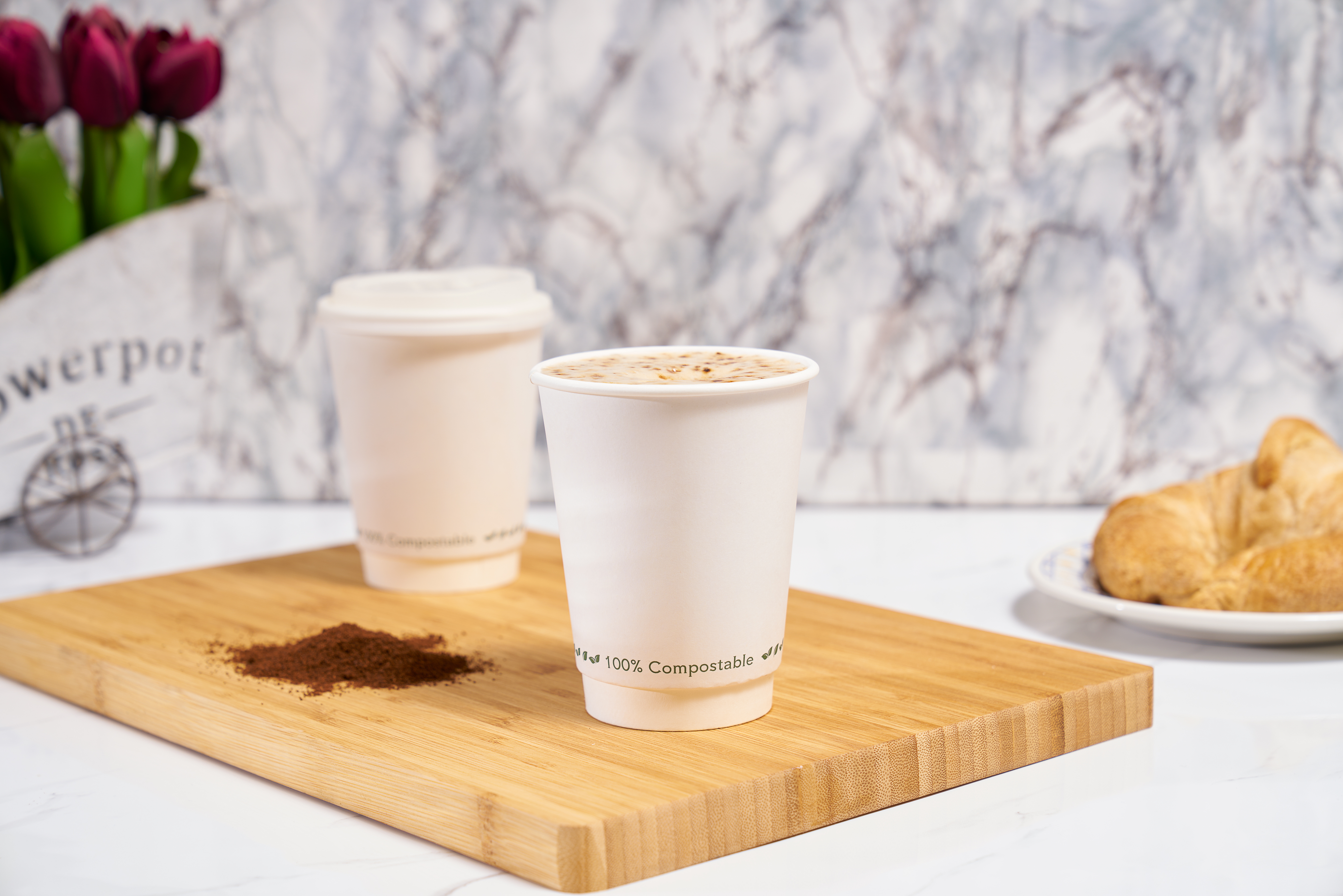 Vasos de papel Compostables Blanco 12oz- Doble capa 2