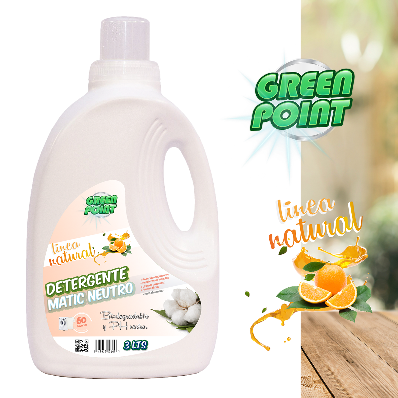 Detergente Matic Neutro Natural Green Point 3 litros