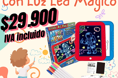 Tablero De Dibujo Con Luz Led Mágico Magic Pad 6 Marcadores 🪄