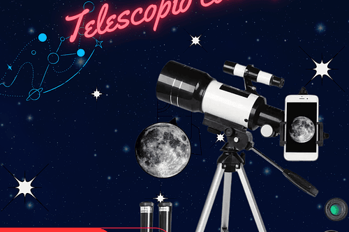 Telescopio F30070M con trípode y soporte para celular