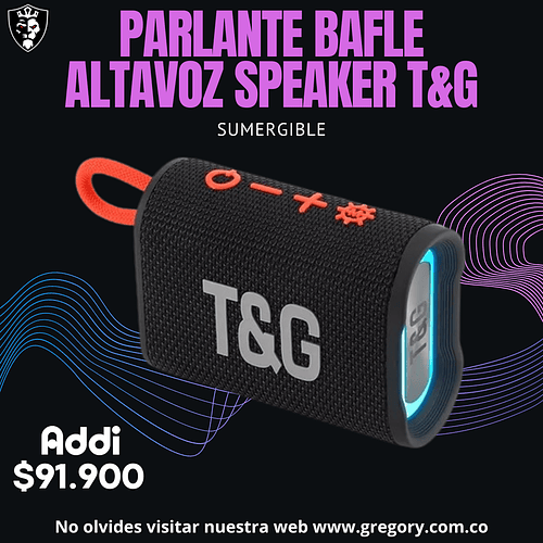 Parlante Bafle Altavoz Speaker T&g Bluetooth Sumergible