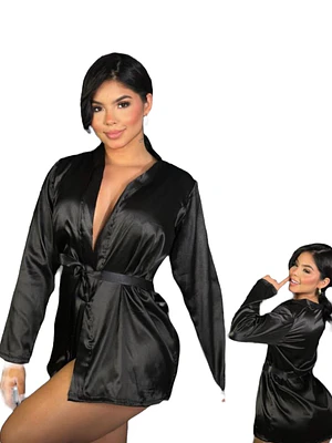 Kimono en Satin Manga Larga