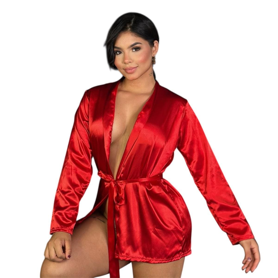 Kimono en Satin Manga Larga 3