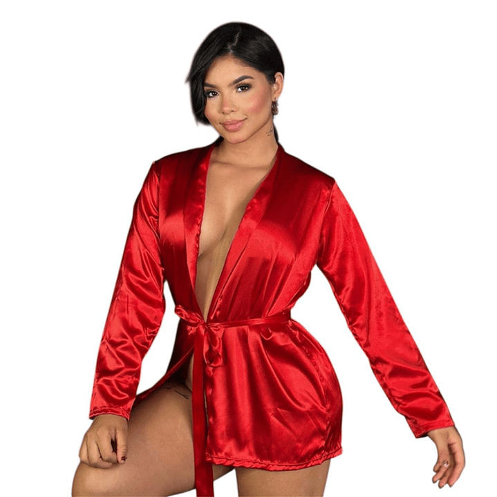 Kimono en Satin Manga Larga 3