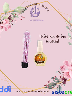 Vibrador Graduable con Textura + Lubricante Cóctel Tequila Sunrise