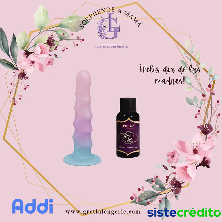 Dildo Azelea + Lubricante Licor Lush Sangría X40ml 1