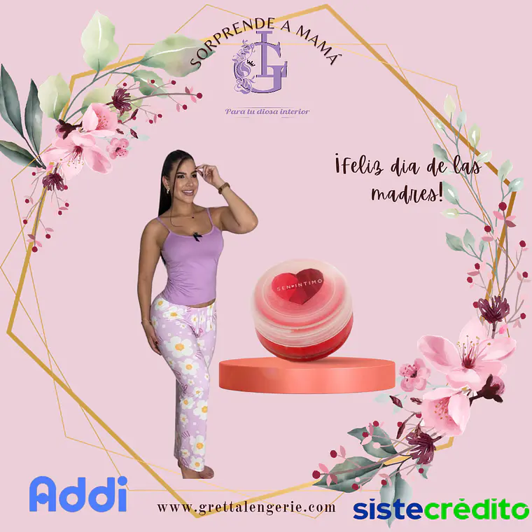 Pijama Pantalón Flores + Brillo Labial X10ml 1