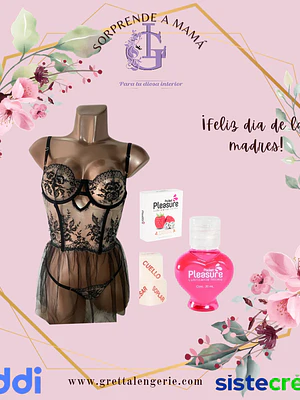 Baby Doll Gala Talla S + Lubricante Frambuesa con Dados