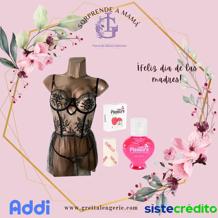Baby Doll Gala Talla S + Lubricante Frambuesa con Dados 1