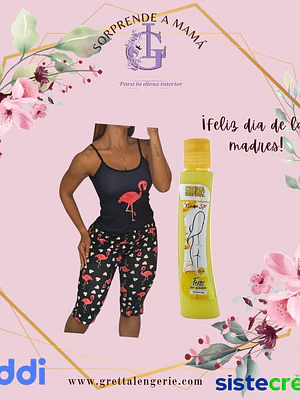 Pijama Flamenco Talla Única + Crema Corporal Tropical X120g