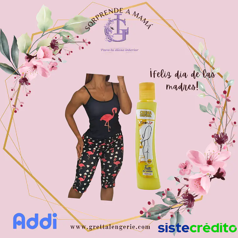 Pijama Flamenco Talla Única + Crema Corporal Tropical X120g 1