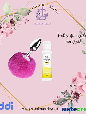 Plug Anal Rabbit Rosa Oscuro + Lubricante Anal Elixir X30ml