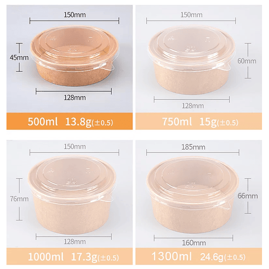 Bowl Kraft (x300) 500 ml sin tapa