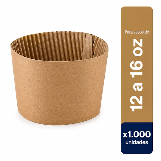Collarín Corrugado para Vasos de 12 a 16 Oz x1000