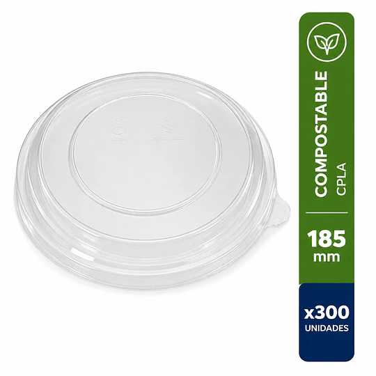 Tapa para bowl kraft Compostable CPLA 185 mm x300