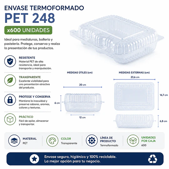 Envase Termoformado PET 248 x600