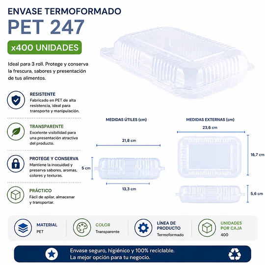 Envase Termoformado PET 247 x400