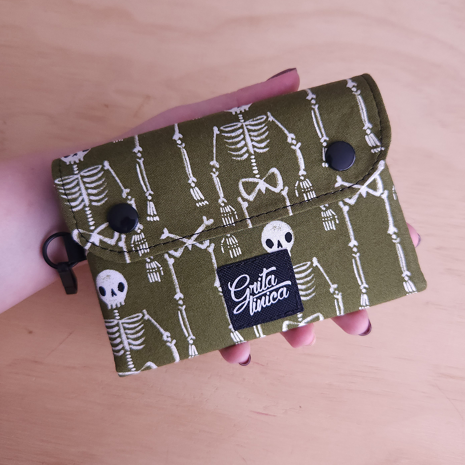 Mini Billetera Esqueleto verde