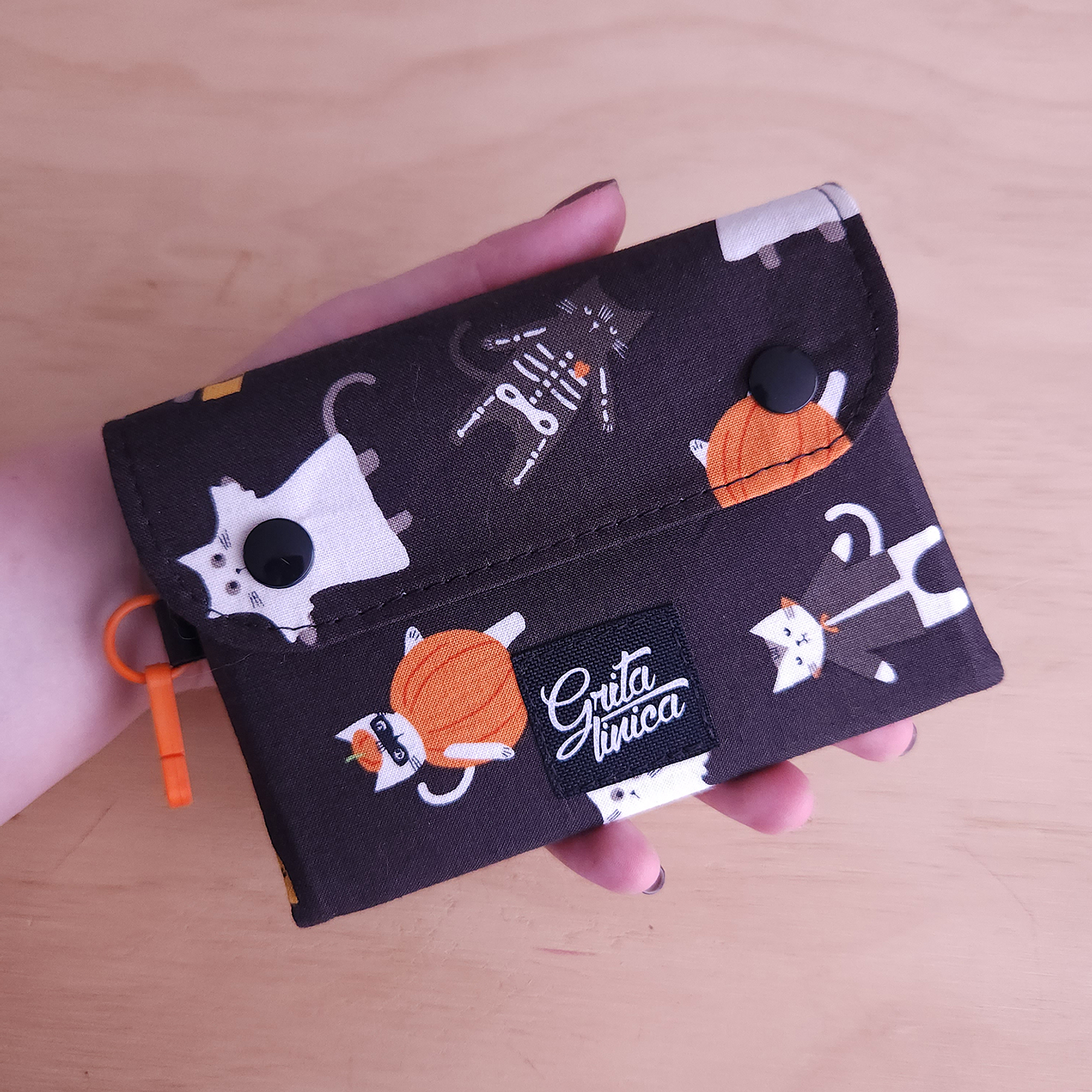 Mini Billetera Gato calabaza