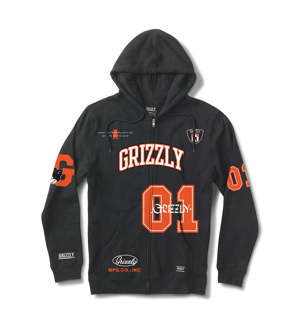 Poleron Grizzly 3rd Down Zip Hoodie Negro 