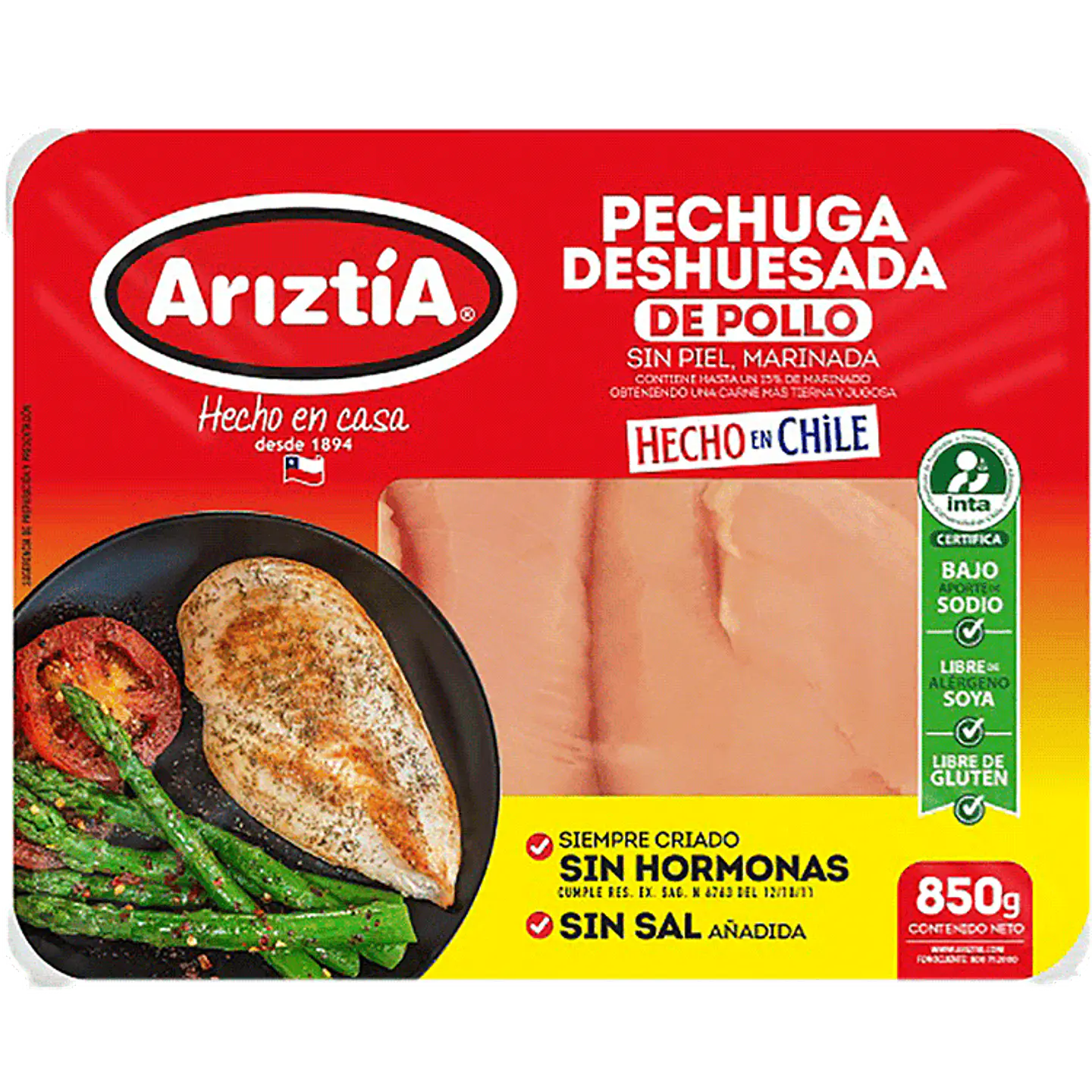 Pechuga deshuesada de pollo sin piel 850 g 1