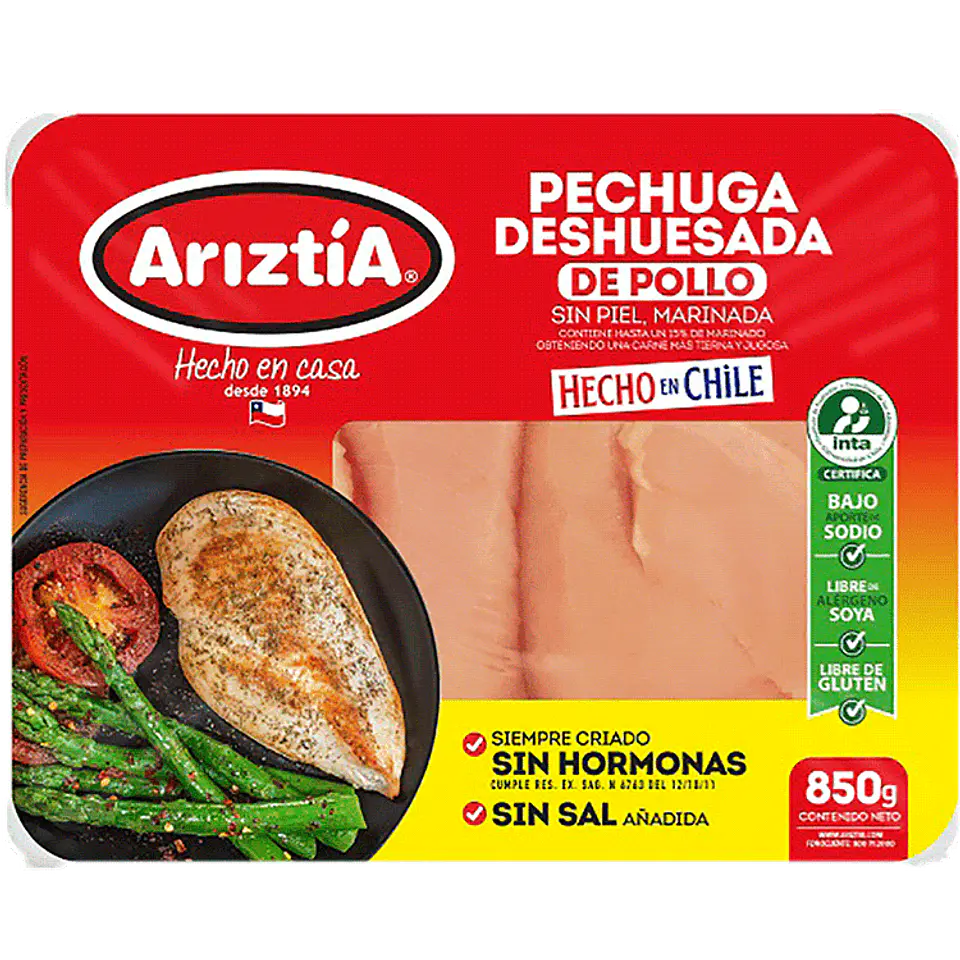 Pechuga deshuesada de pollo sin piel 850 g 1