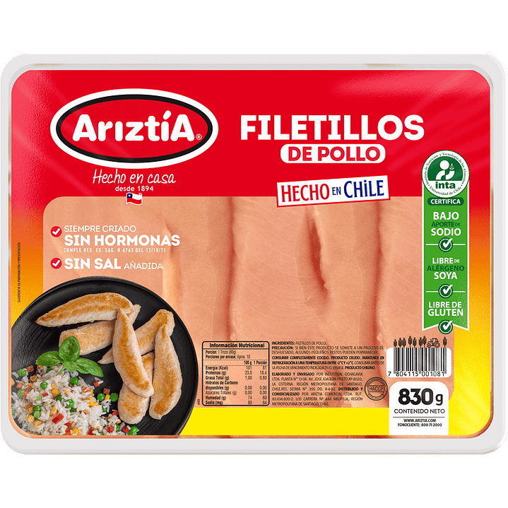 Filetillos de pechuga de pollo 830 g 1