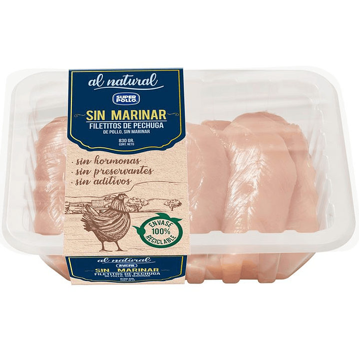 Filete de pechuga de pollo natural Super Pollo 830 g 1