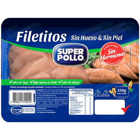 Filés de frango sem osso e sem pele 530 g