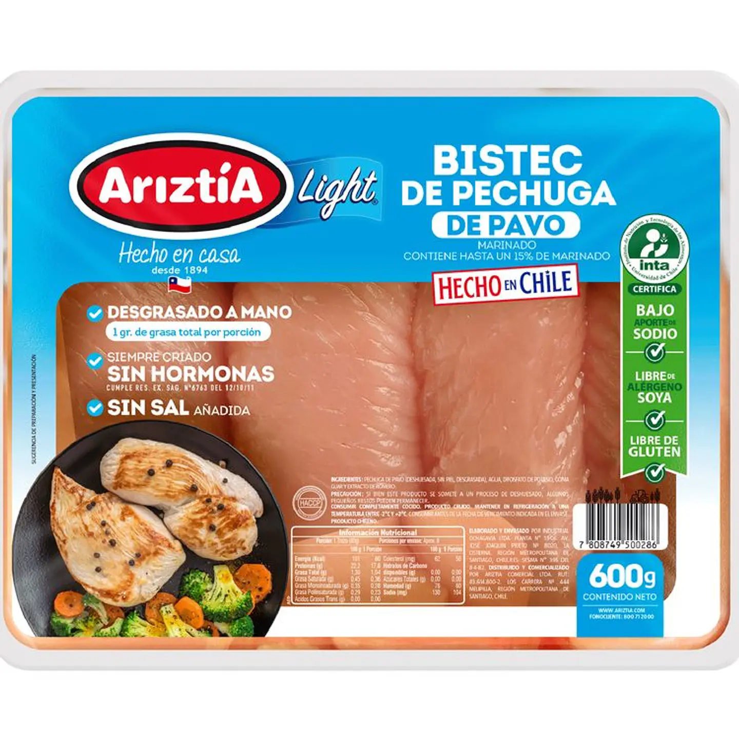 Bife de peito de peru light 600 g 1