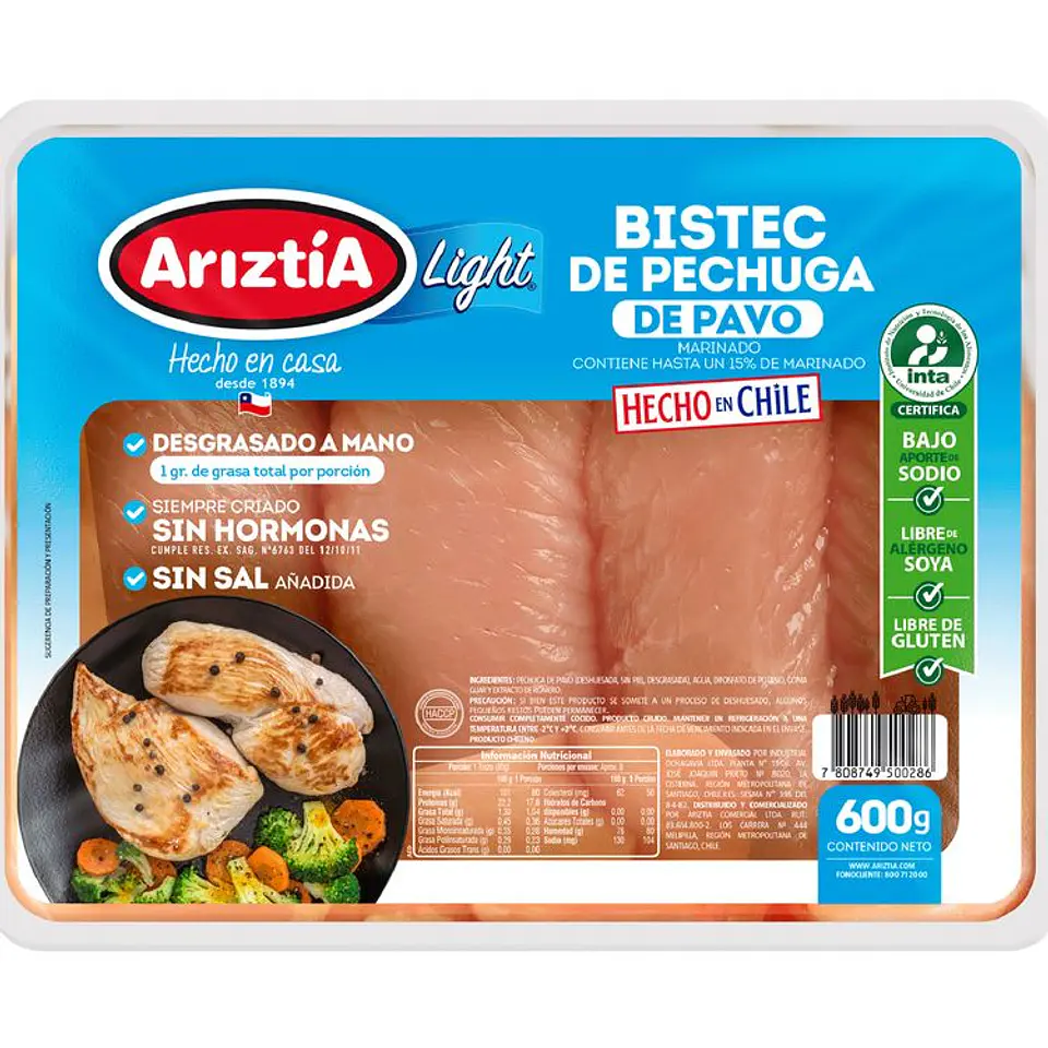 Bife de peito de peru light 600 g 1