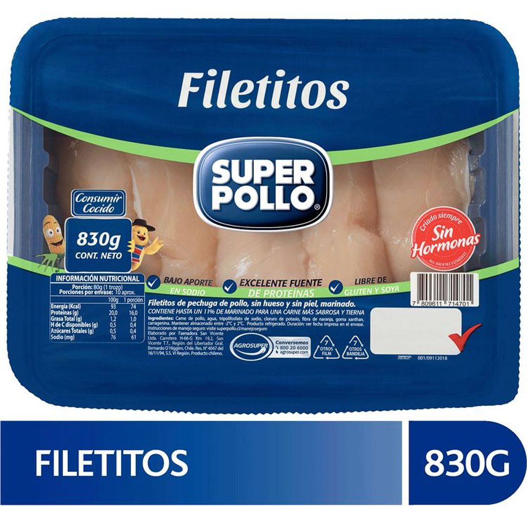 Filetitos de pollo 830 g 1