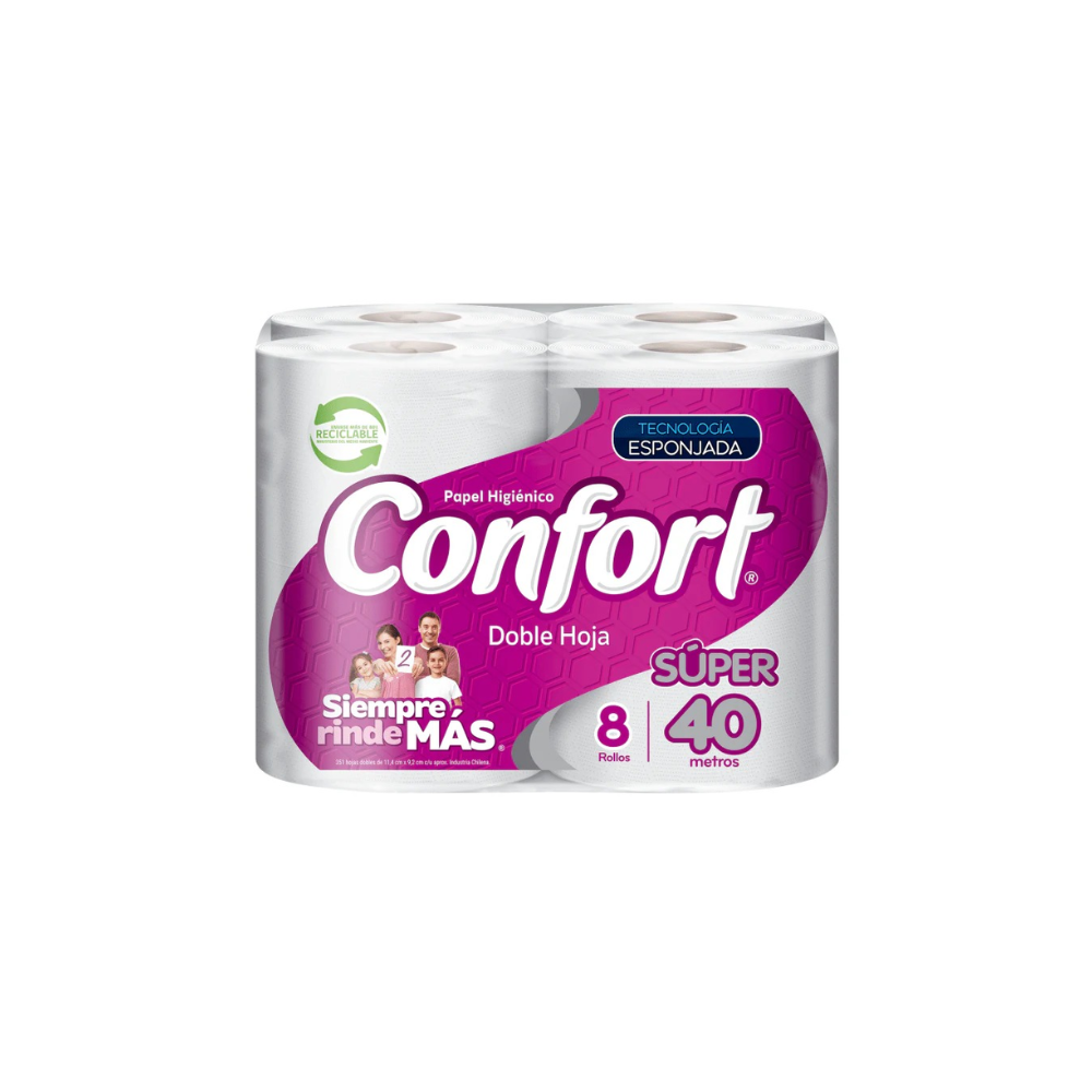 Confort Papel Higiénico Doble Hoja 4 Rollos 22 Metros