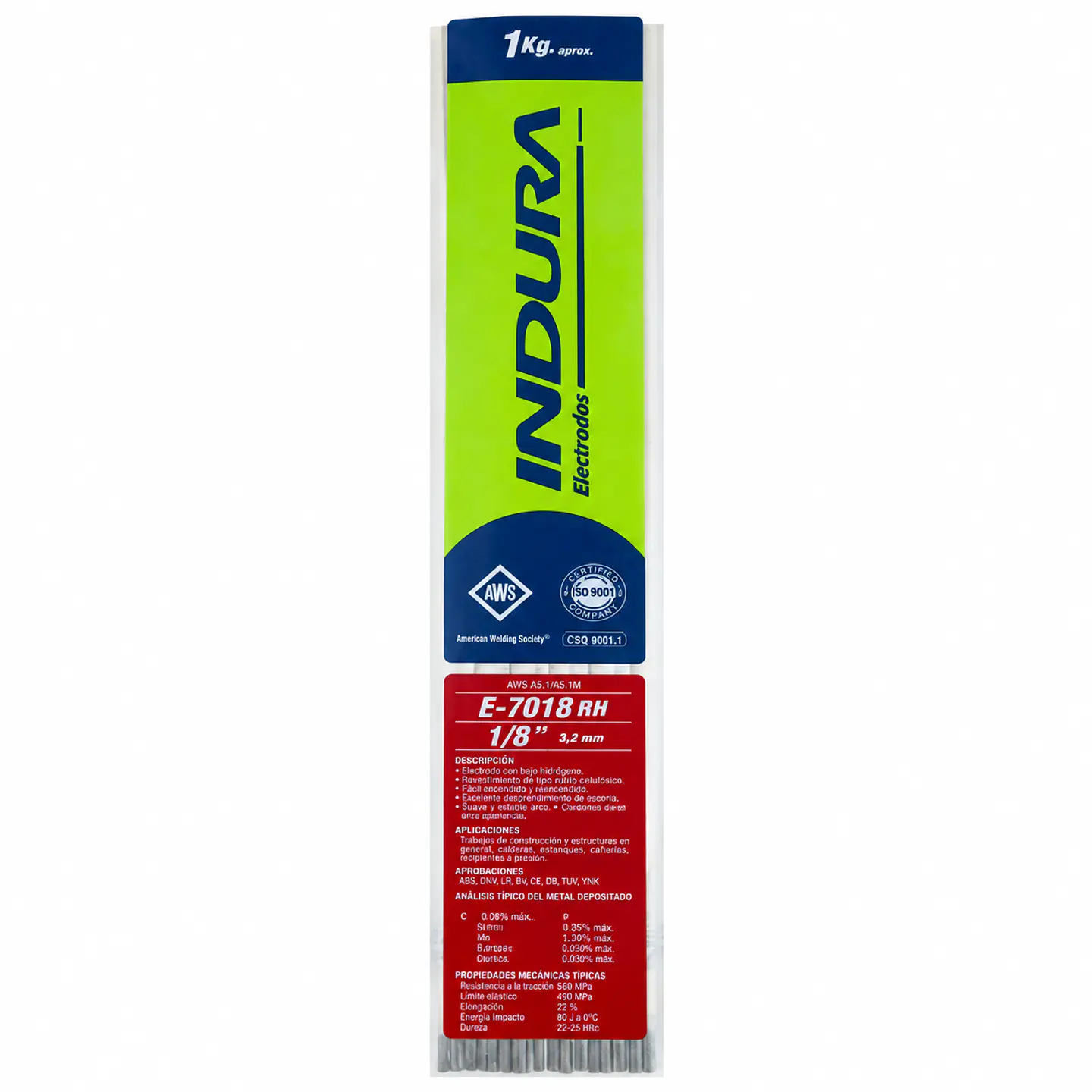 Electrodo Indura 7018 1/8 bolsa 1 kg. 1